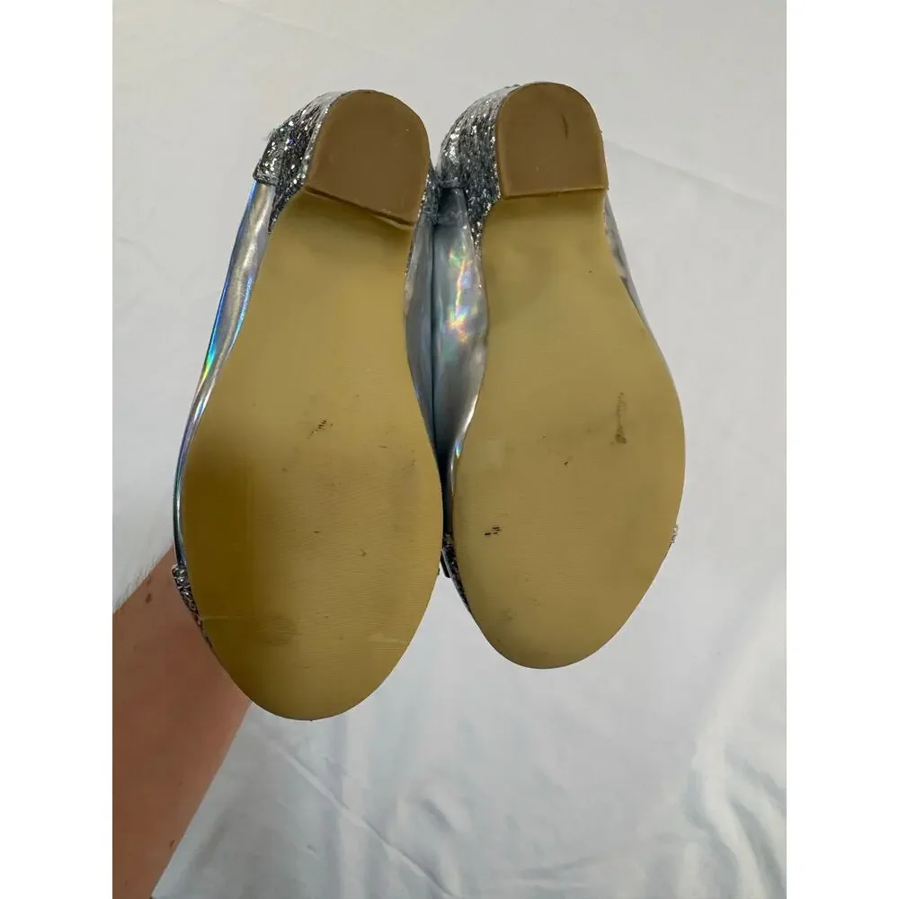 Disney Ariel Mermaid Silver Sparkle Glitter Heels Shoes Toddler Girls Size 9